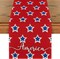 Red America Star Block Patriotic 4th of July Table Runner, Memorial Day Kitchen Dining Table Decoration for Home Party Decor 13x72 Inch